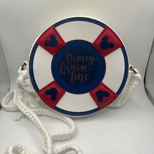 Disney‎ Cruise Line Round Crossbody Bag White Red Blue Mickey Mouse Nautical